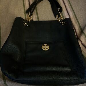 Tory Burch Black and Gold Shoulder Bag